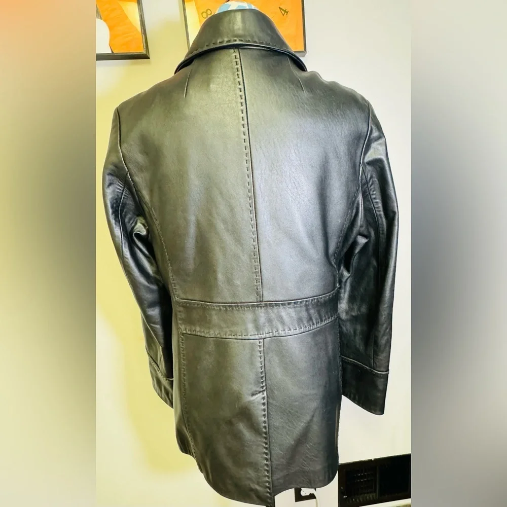 CALVIN KLEIN Leather Jacket women Size Large Full Zipper